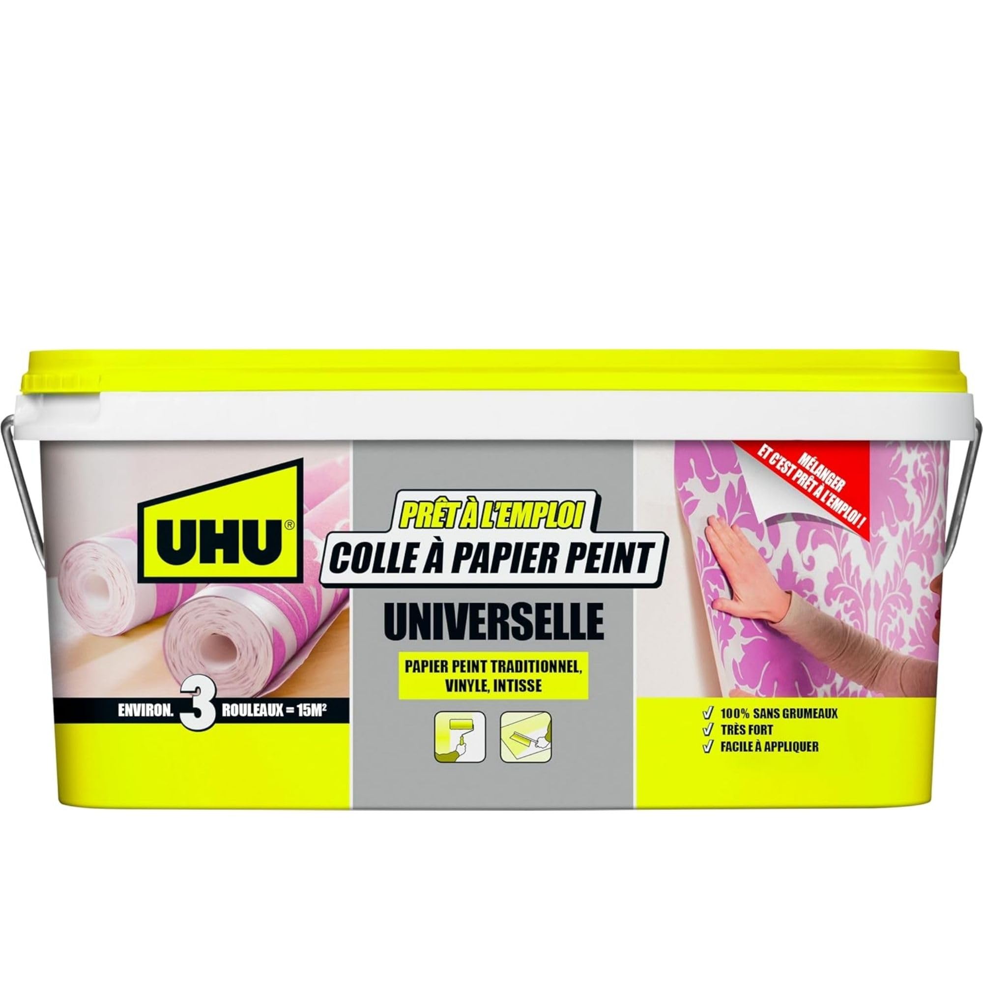UHU Fix And Fertig Colle Papier Peint Prête À L Emploi 15m2 Pot 2,5 Kg