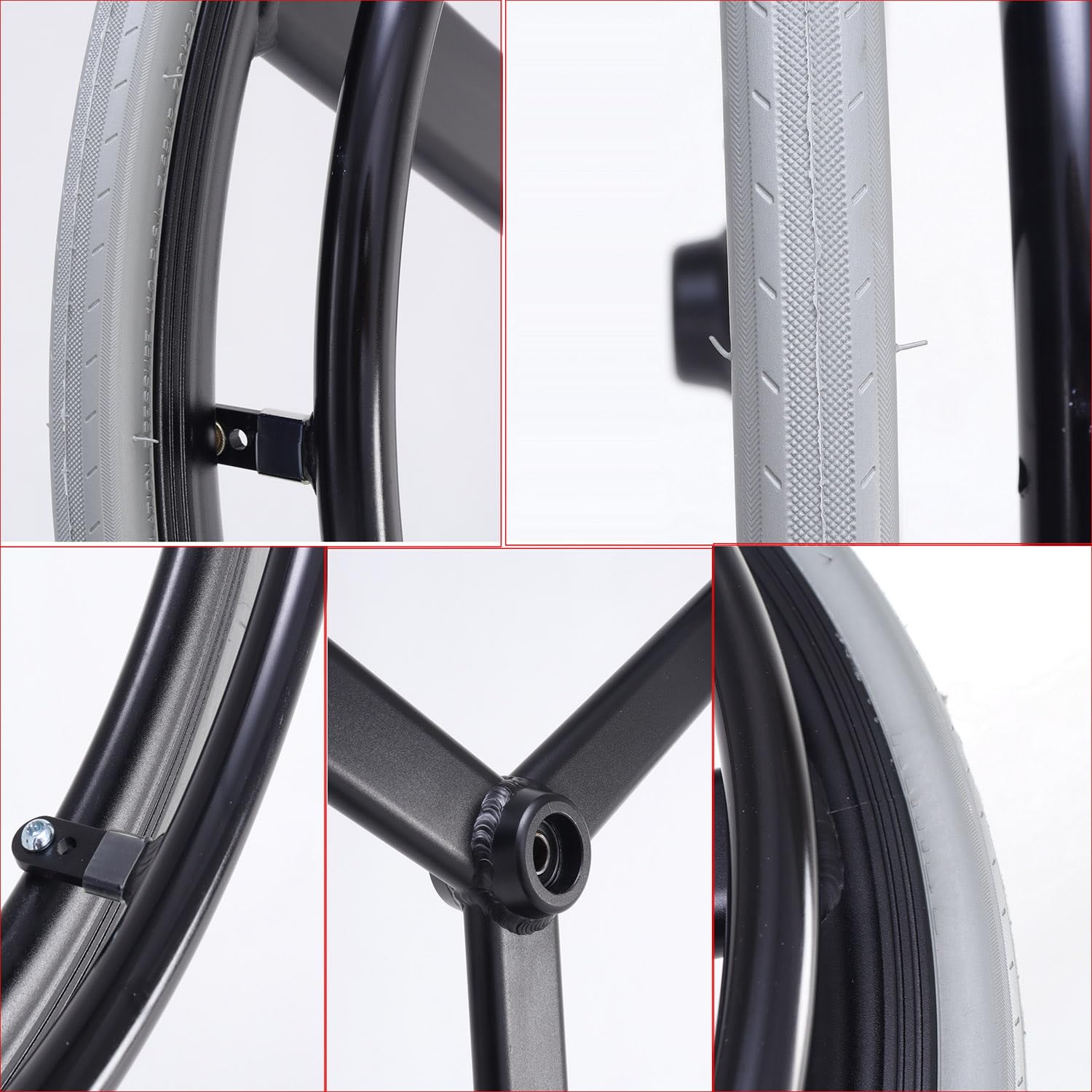 Rueda de Repuesto para Silla de Ruedas 24 x 1 (23-540),Rueda Neumática de Goma con Rodamiento de 1/2" (12 mm), Conjunto de Rueda Trasera de liberación rápida (2 Unidades)