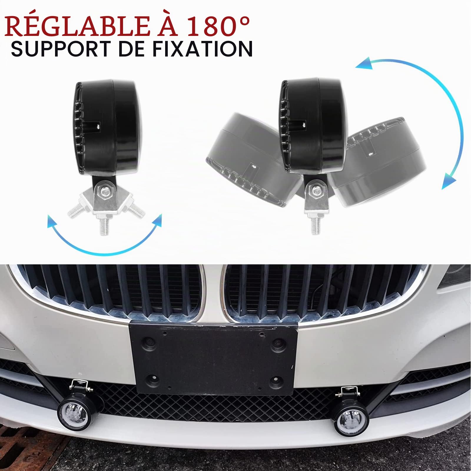 DREAMIZER Rond Phares Avant Pour Moto, 12V/24V Phares supplémentaires pour moto, Feux Antibrouillard 6000K 40W 4000LM compatible avec Jeep Wrangler ATV UTV Offroad Tracteur Camions, Étanche IP68