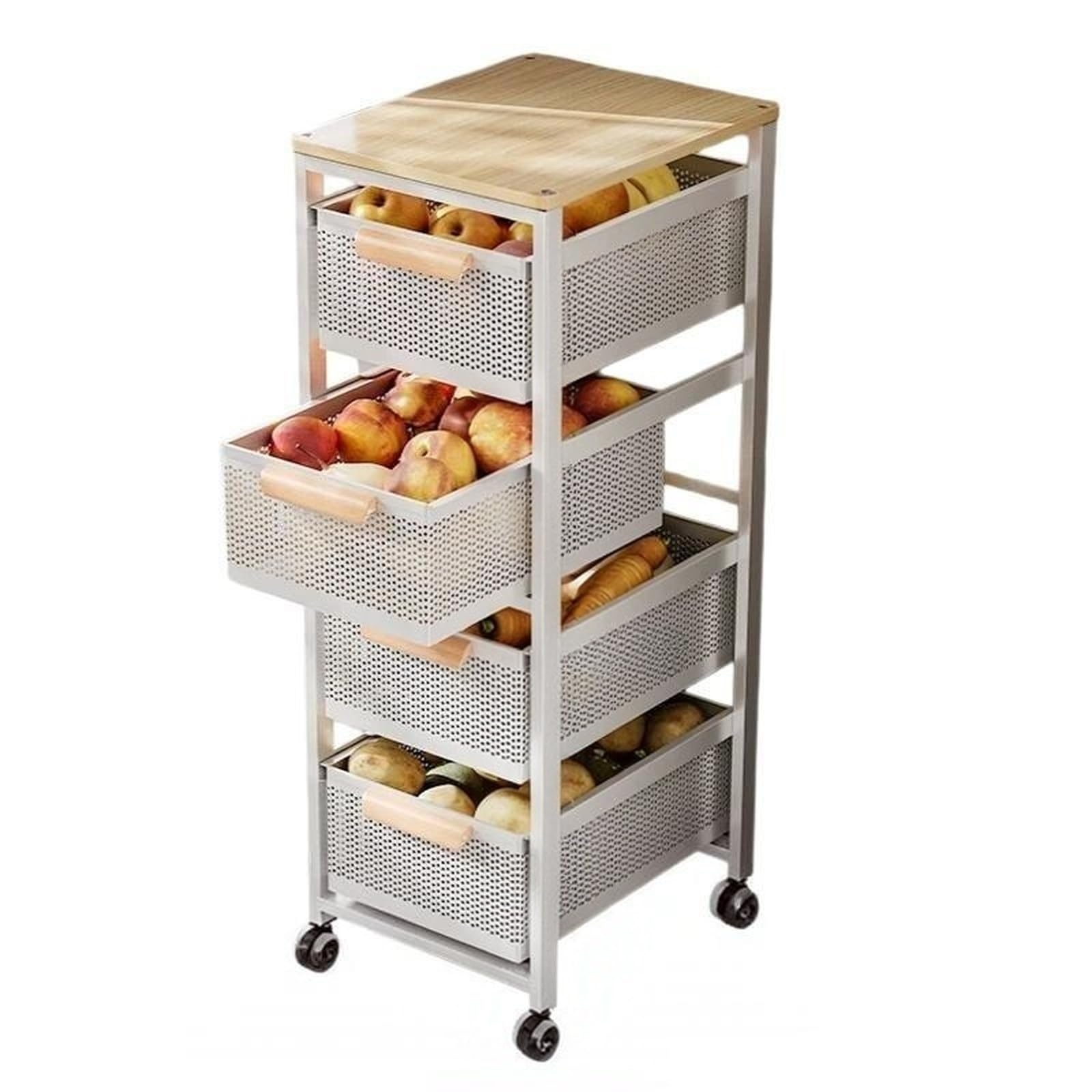 ZYYANSHOP Kitchen Storage Cart Slim Rolling Fridge Side Cart Narrow Gap Storage Organizer with Drawer for Kitchen(Large)