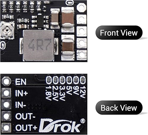 Miniatura 2 de DROK Convertidor DC Buck, 6 piezas mini regulador de voltaje DC 4.5-20V 12V 9V reductor reductor 3A 10W salida de voltios ajustable fija reductor
