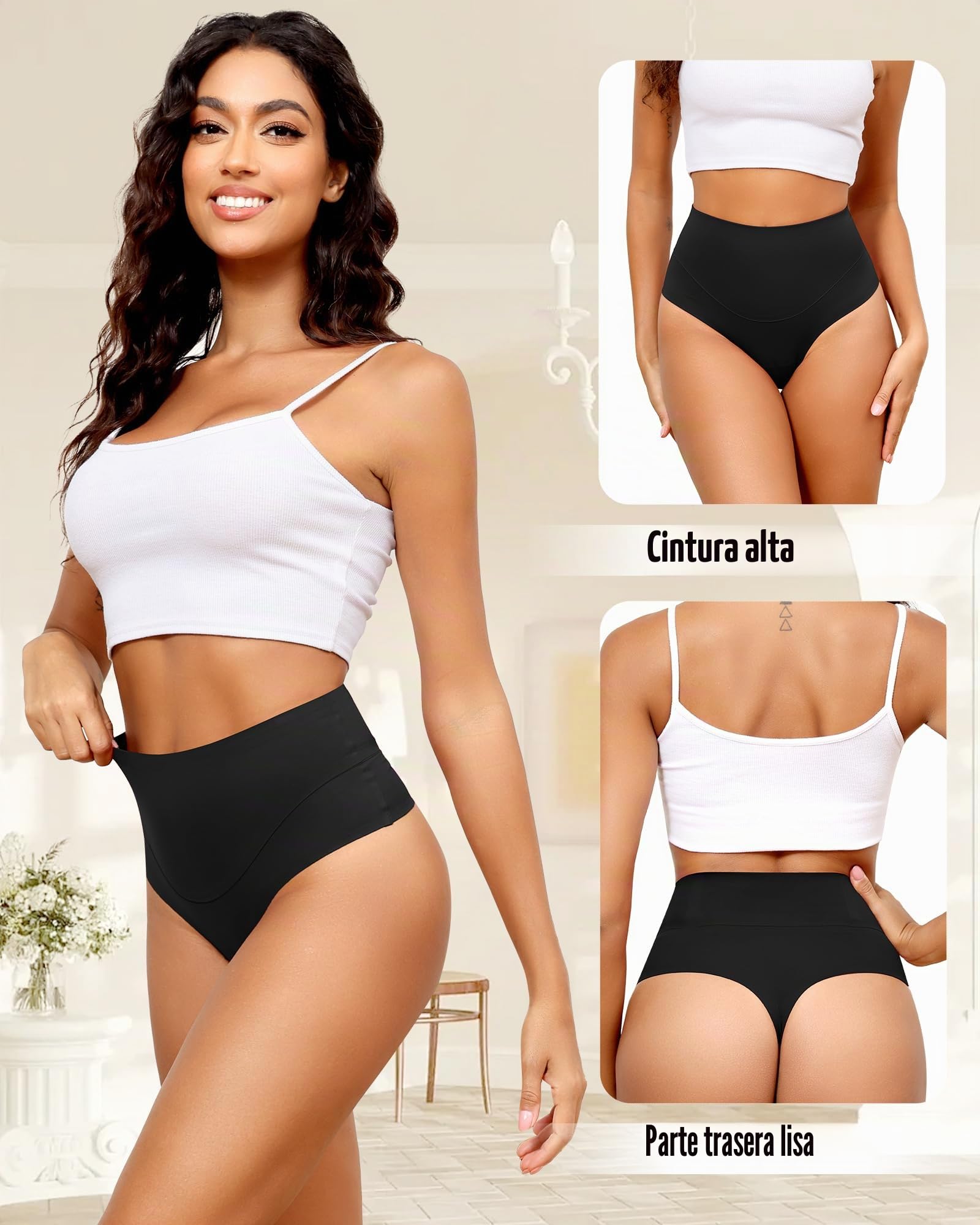 Levao Faja Reductora Mujer Tanga Invisible Braguita Moldeadora Adelgazante Cintura Alta sin Costuras Thong String Vientre Plano Shapewear Control para Mujer