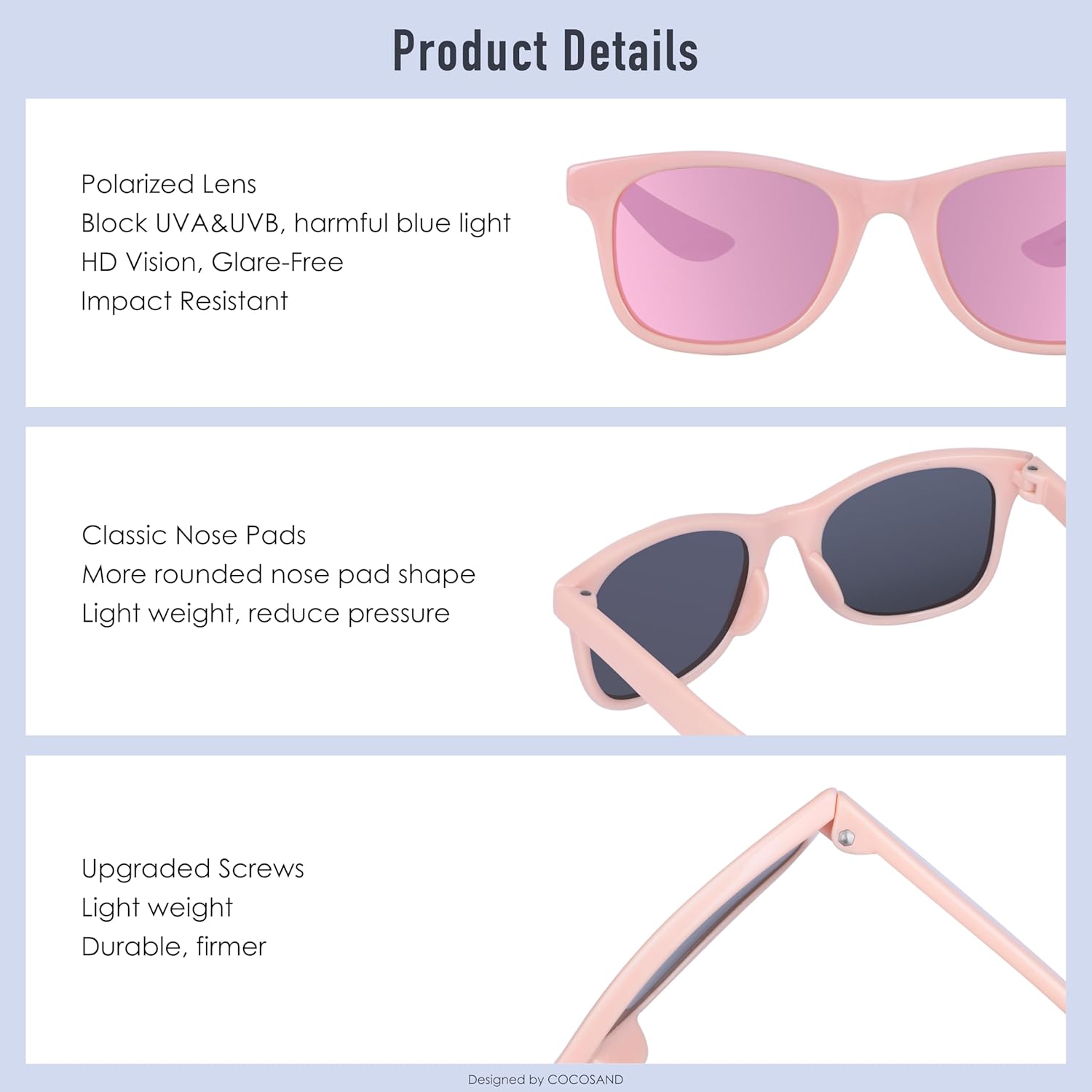 COCOSAND Kids Sunglasses Polarized Flexible Frame UV400 Protection for Toddler Boys Girls Age 4-10 - Image 4