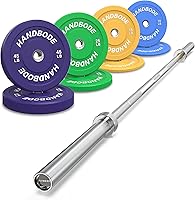 Vista 13 de Olympic Bumper Plates Bench Press Barbell Weights Set 2 - Inch, 10-55 lb Colored Rubber Weight Sets for Home Gym, Strength Training Plate Includes