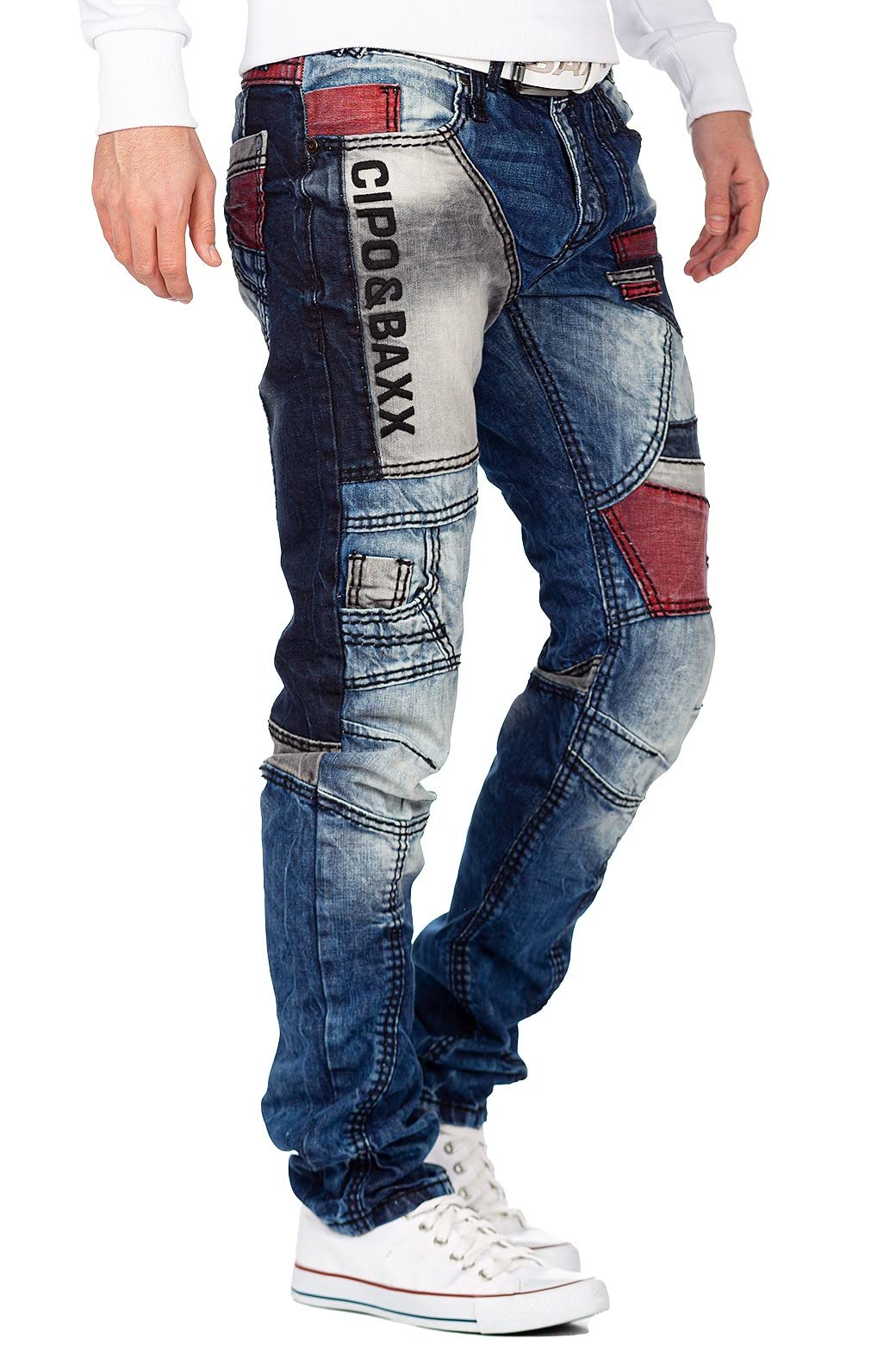 Cipo & Baxx Jeans da Uomo Regular Fit & Slim Fit – Denim alla Moda per Uomo con Effetto Used, Zip e Stile Biker | Jeans Blu e Neri per l’Uso Quotidiano e Il Tempo Libero
