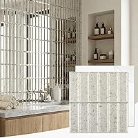 Vista 19 de Diflart Espejo retroprotector contra salpicaduras para despegar y pegar, antigüedad, 1.8 x 11.8 pulgadas, espejo biselado de tres tiras para pared