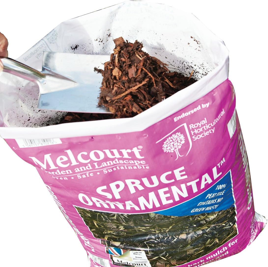 Melcourt Bark Mulch Spruce Ornamental | 60L Bag | Versatile Mulch