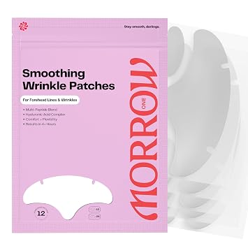 Morrow One - Peptide-Infused Smoothing Forehead Wrinkle Patches - Overnight Patches for Smoothing Fine Lines and Wrinkles, Anti Aging Stickers for Forehead, Bonus Smile Line 36 Count