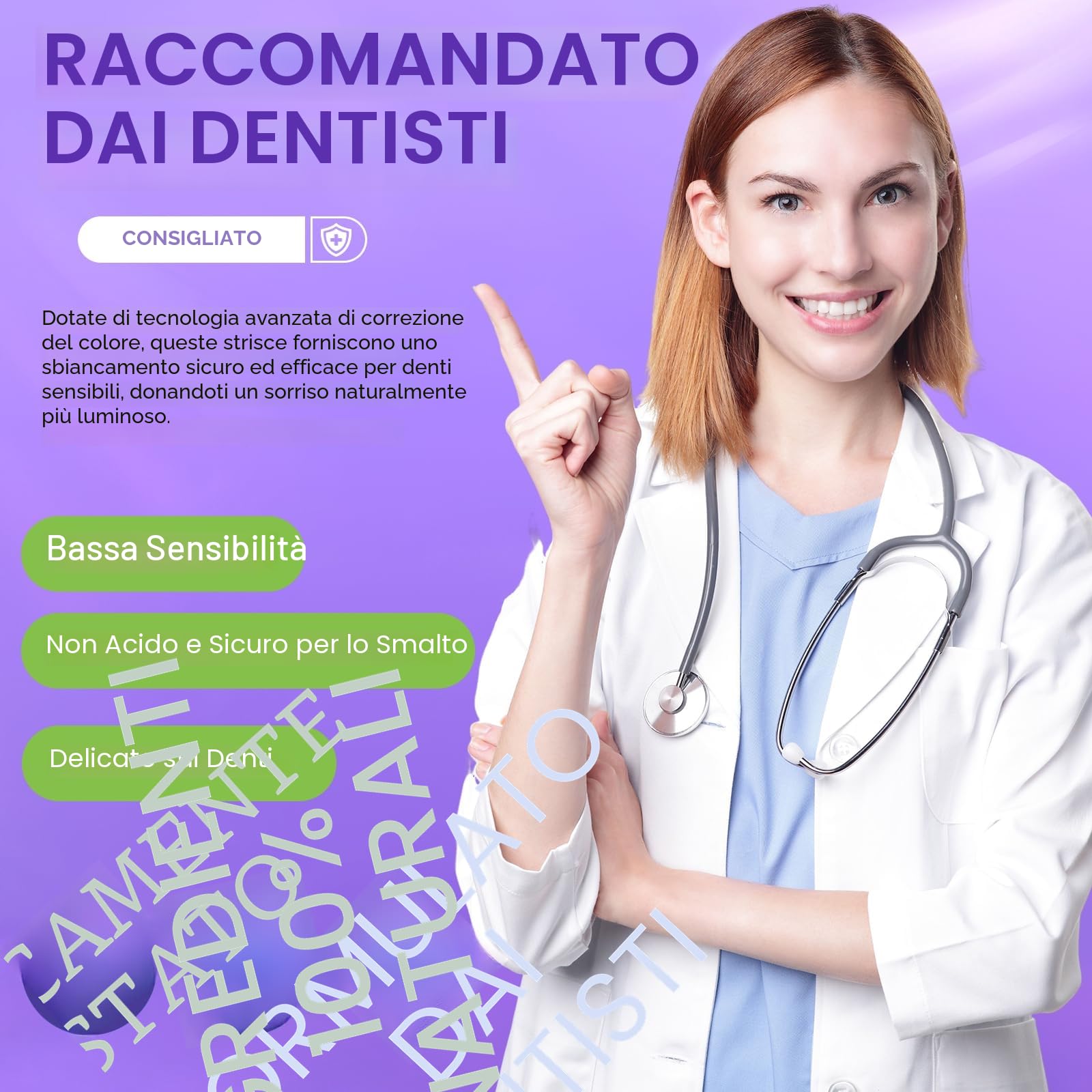 Strisce sbiancanti dei denti viola Strisce sbiancanti 14 trattamenti per smalto sicuro, Teeth Whitening Strips Dall'interno, At-Home Kit sbiancante - Sensitivity Free