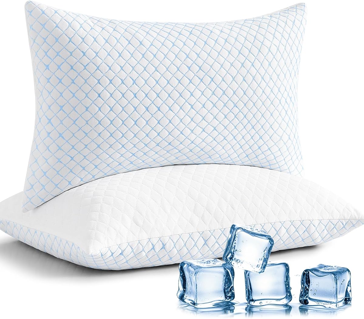 mislili Cooling Pillows Standard Size Set of 2, Adjustable Firm Memory Foam Standard Pillow, Standard Size Pillows for Stomach Back Side Sleeper, Washable Cover, with Extra Fill