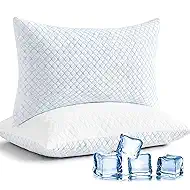 mislili Cooling Pillows Queen Size Set of 2, Adjustable Firm Shredded Memory Foam Queen Pillow, Queen Size Pillows for Stomach Back Side Sleepers, Washable Cover, with Extra Fill