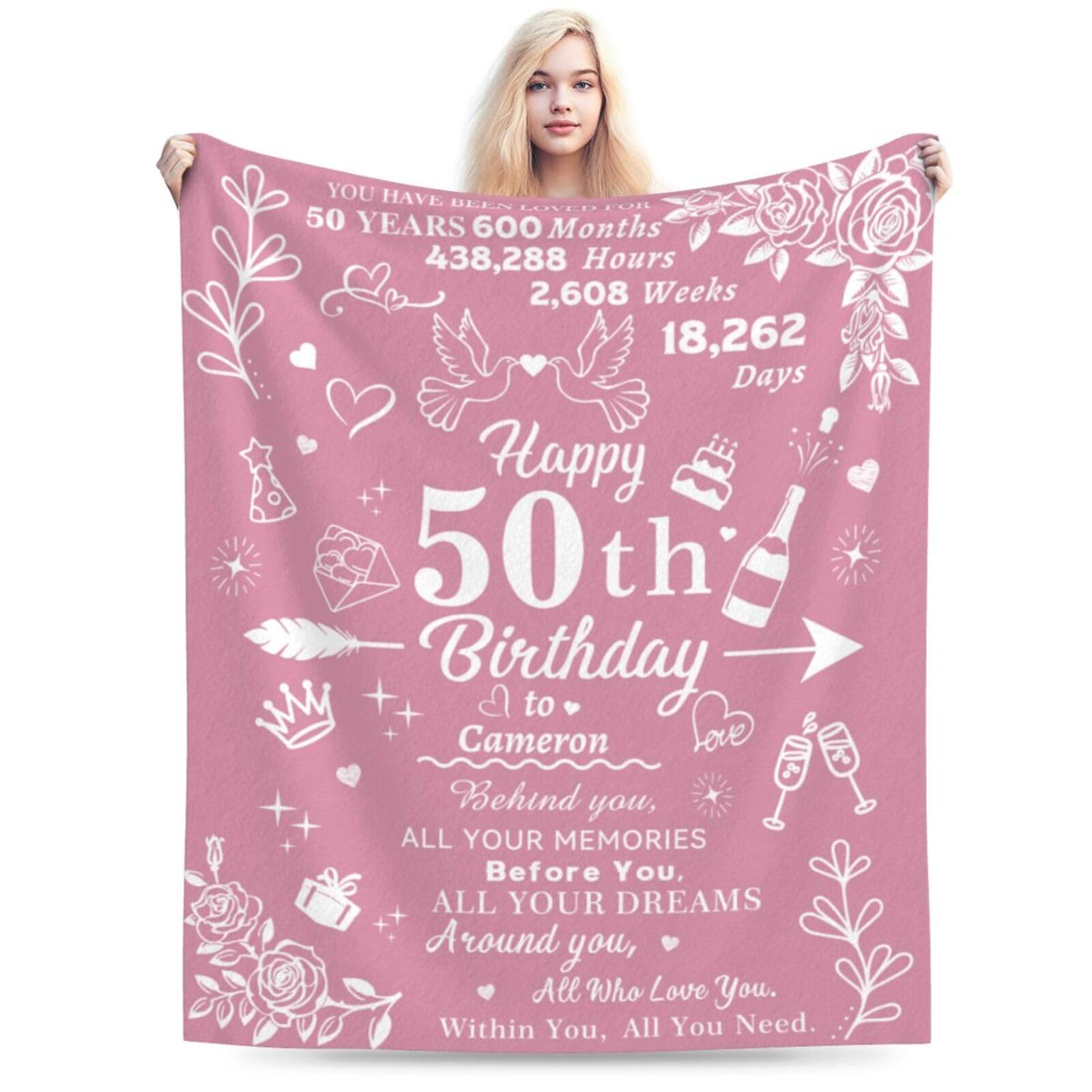 PEARDEN Custom Blanket Birthday Gift for Mother Personalized Blanket with Photos Birthday Gift for Grandma Multi-Size Blanket