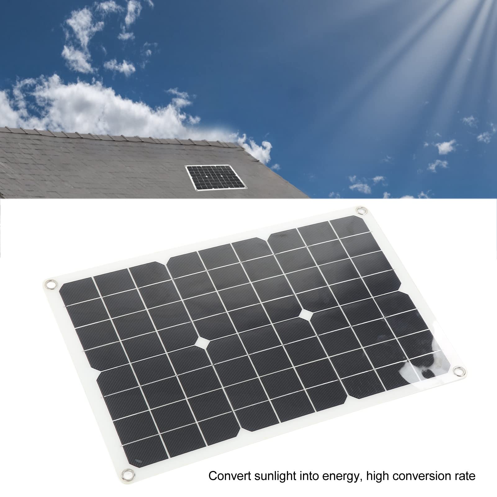 KIT DE PANNEAU SOLAIRE À TAUX DE CONVERSION ÉLEVÉ 20W 5V POUR RANDONNÉE CAMPING DOUBLE SORTIE USB