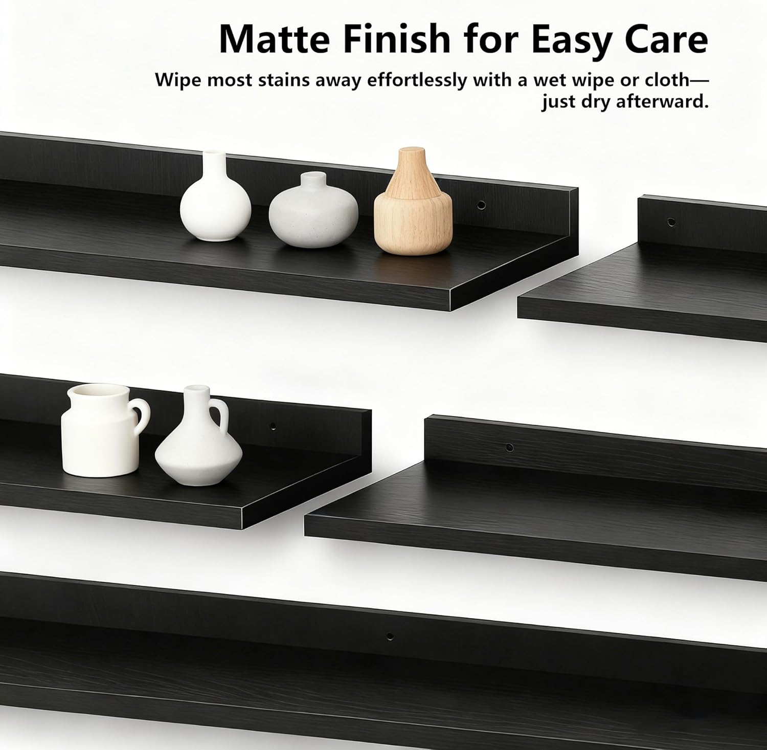 Floating Shelves for Wall Set of 5,Black Floating Shelves bathroom,30 Inch Natural Wood Book Shelf for Wall Mounted,Home Decor Display Shelving,Storage Shelves for Living Room,Bedroom,Kitchen