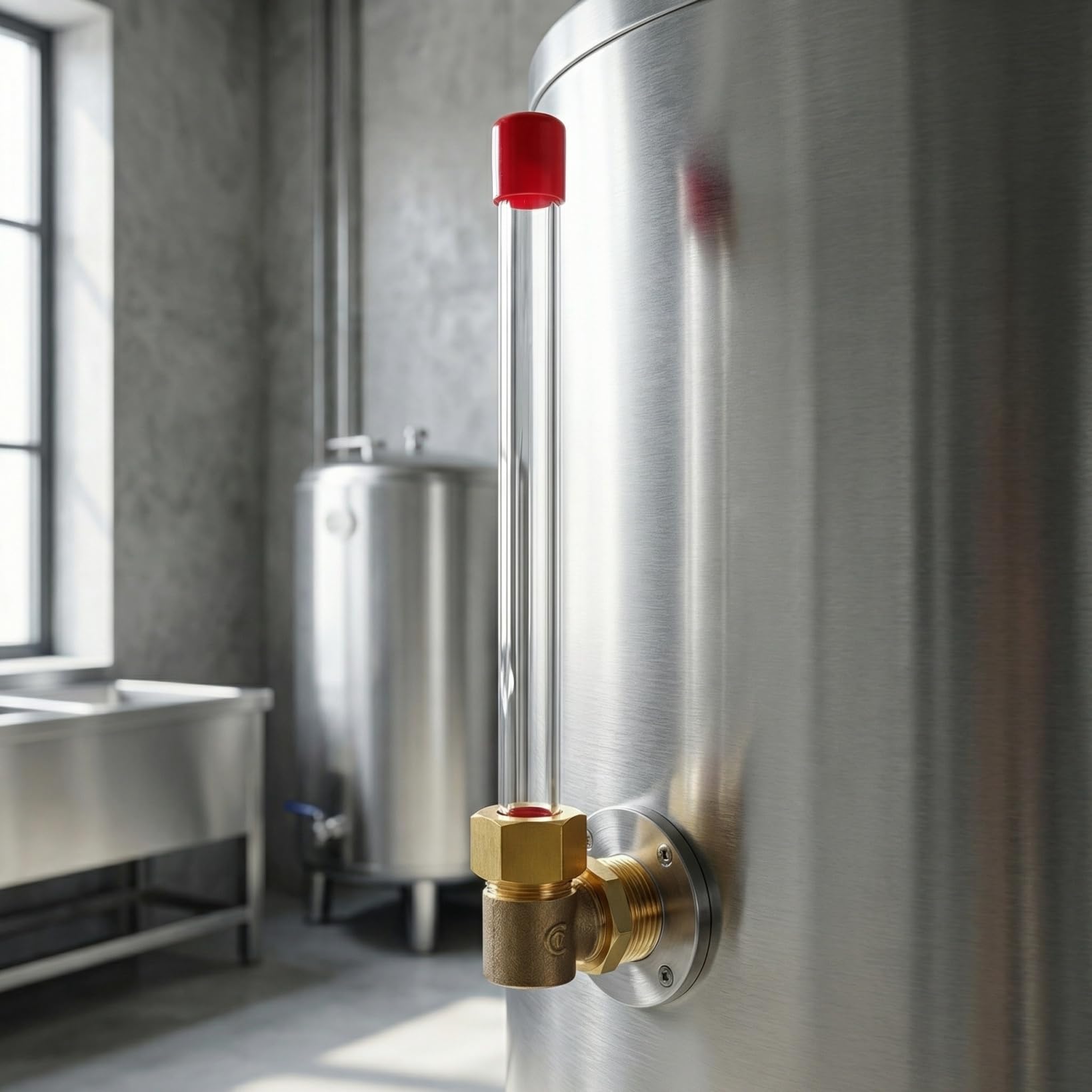 ULTECHNOVO Indicateur de Niveau d'Eau en Acrylique Haute Transparence, Jauge de Liquide Tubulaire pour Chaudière et Réservoir de Stockage, Mesure Visuelle Précise pour Bassin Incendie avec Connecteurs