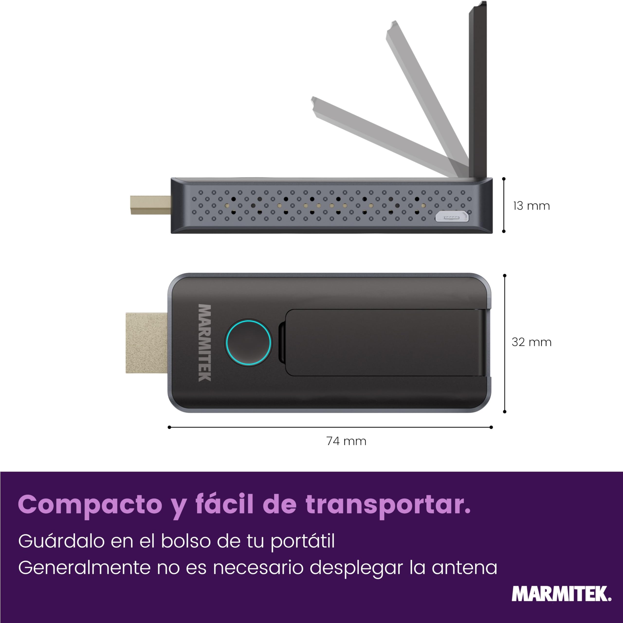 Presentación Inalámbrica HDMI - Marmitek STS2 - Presentación Powerpoint Inalámbrica - Plug and Play sin software - Compatible con Airplay y Miracast - Ampliable hasta 20 presentadores | Emisor HDMI inalámbrico para salas de reuniones con 1080p/60Hz, AirPl