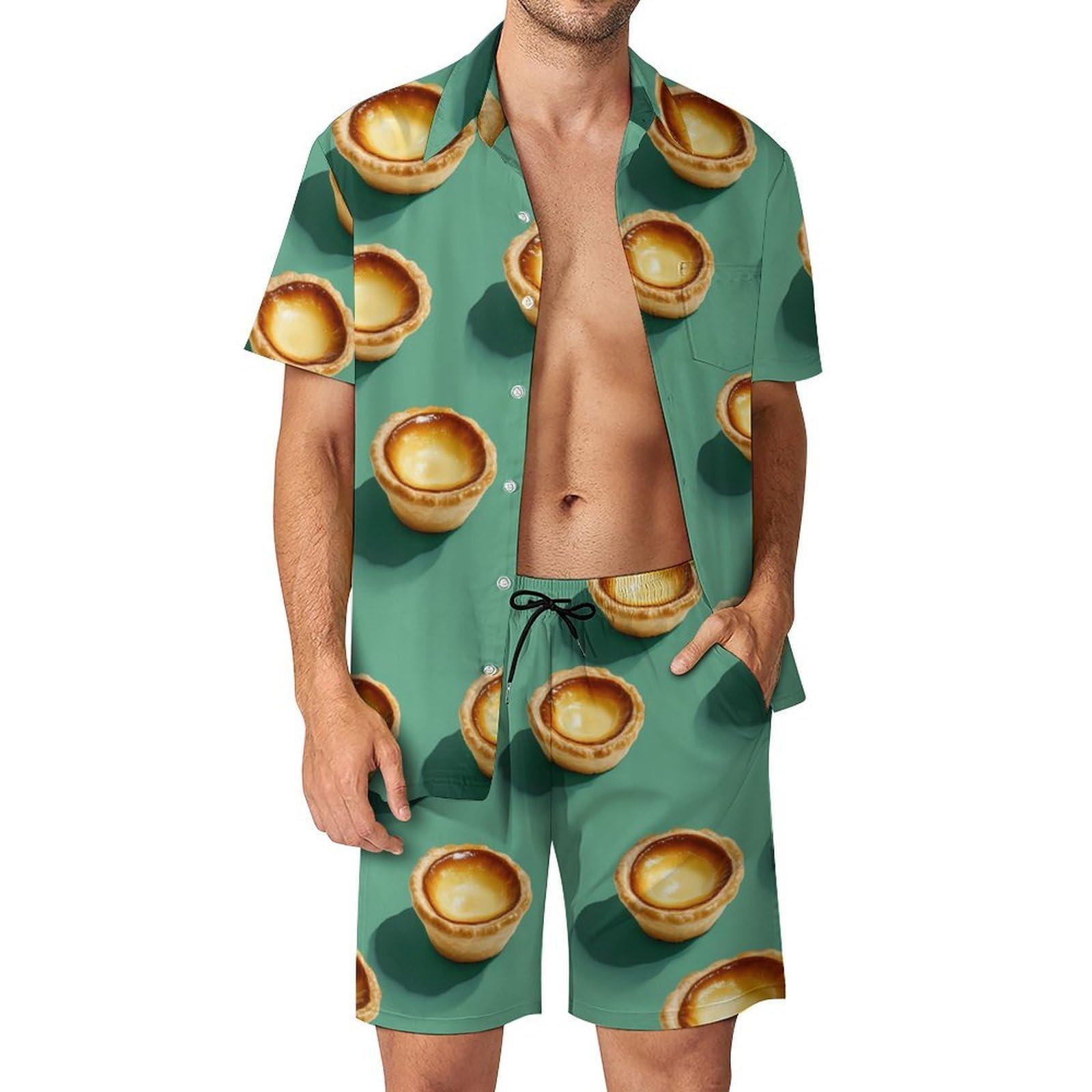 Camisa con botones y pantalones cortos para días de playa y terrazas de verano Egg Tart 8