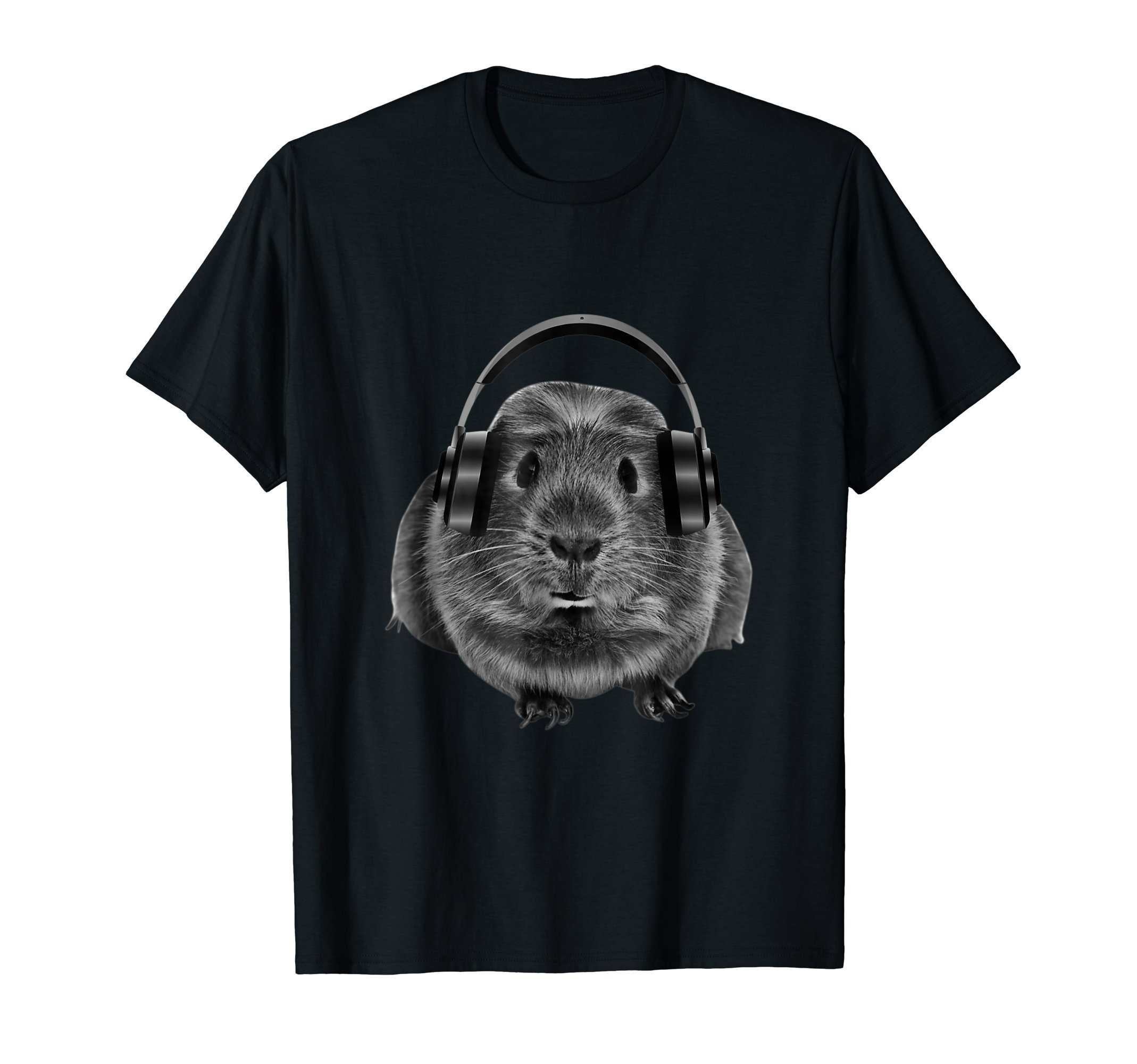 ROSS BOSSFunny Guinea Pig Graphic Tees Guinea Pig Shirt Headphones T-ShirtOEKO-TEX STANDARD 100