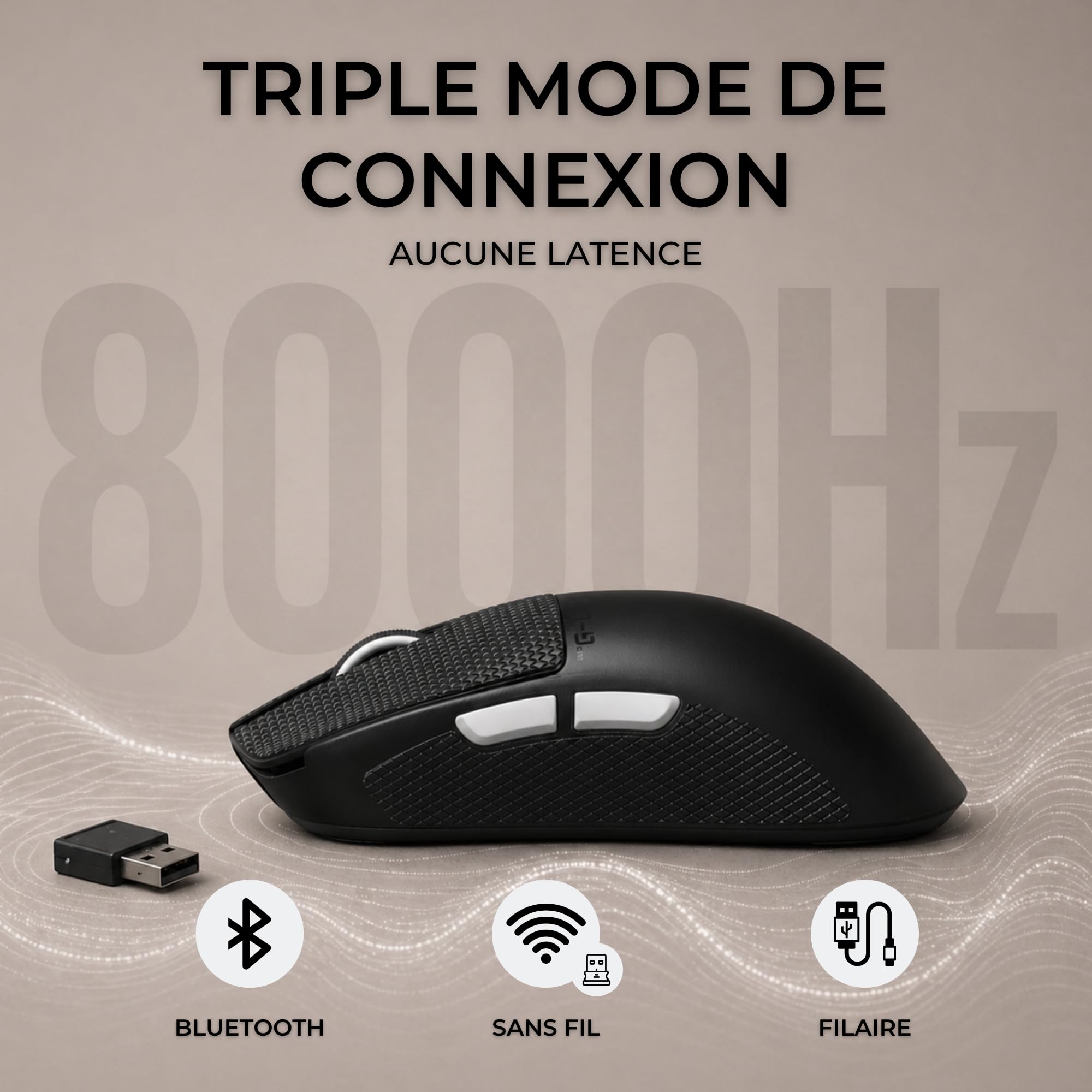 The G-Lab Kult Elite M150 - Souris Gamer sans Fil 30 000 DPI 8K Hz | Connexion Sans Fil Tri Mode 2.4GHz/Bluetooth/Filaire, Capteur PixArt 3950,30 000 DPI, 8000 Hz Polling Rate, 200H Autonomie