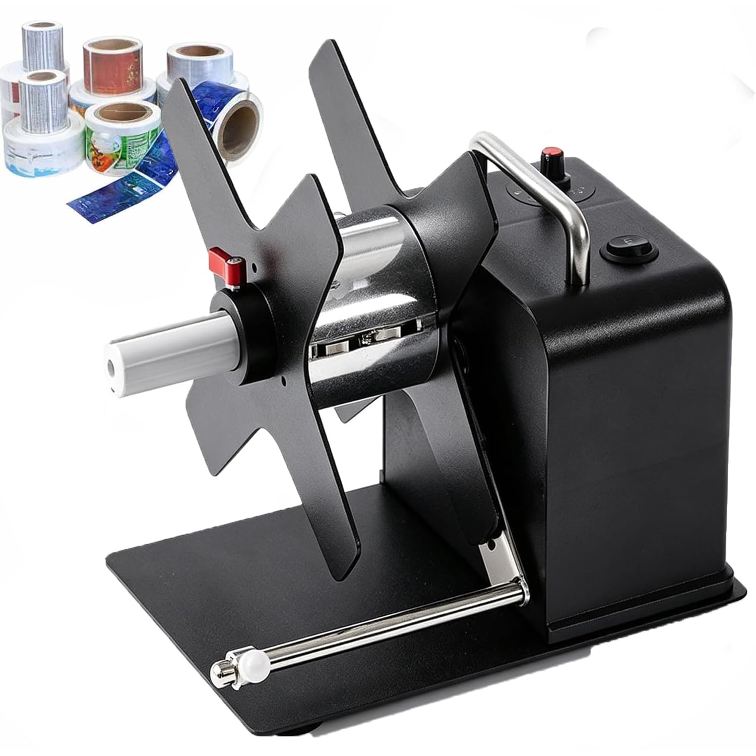 Automatische Etikettenaufwickelmaschine, Geschwindigkeit Einstellbar Von 163 Bis 1500 Mm/s, Max. Rollendurchmesser 230 Mm, Für Etiketten Mit 25/40/76 Mm Kern, Doppelleitblech