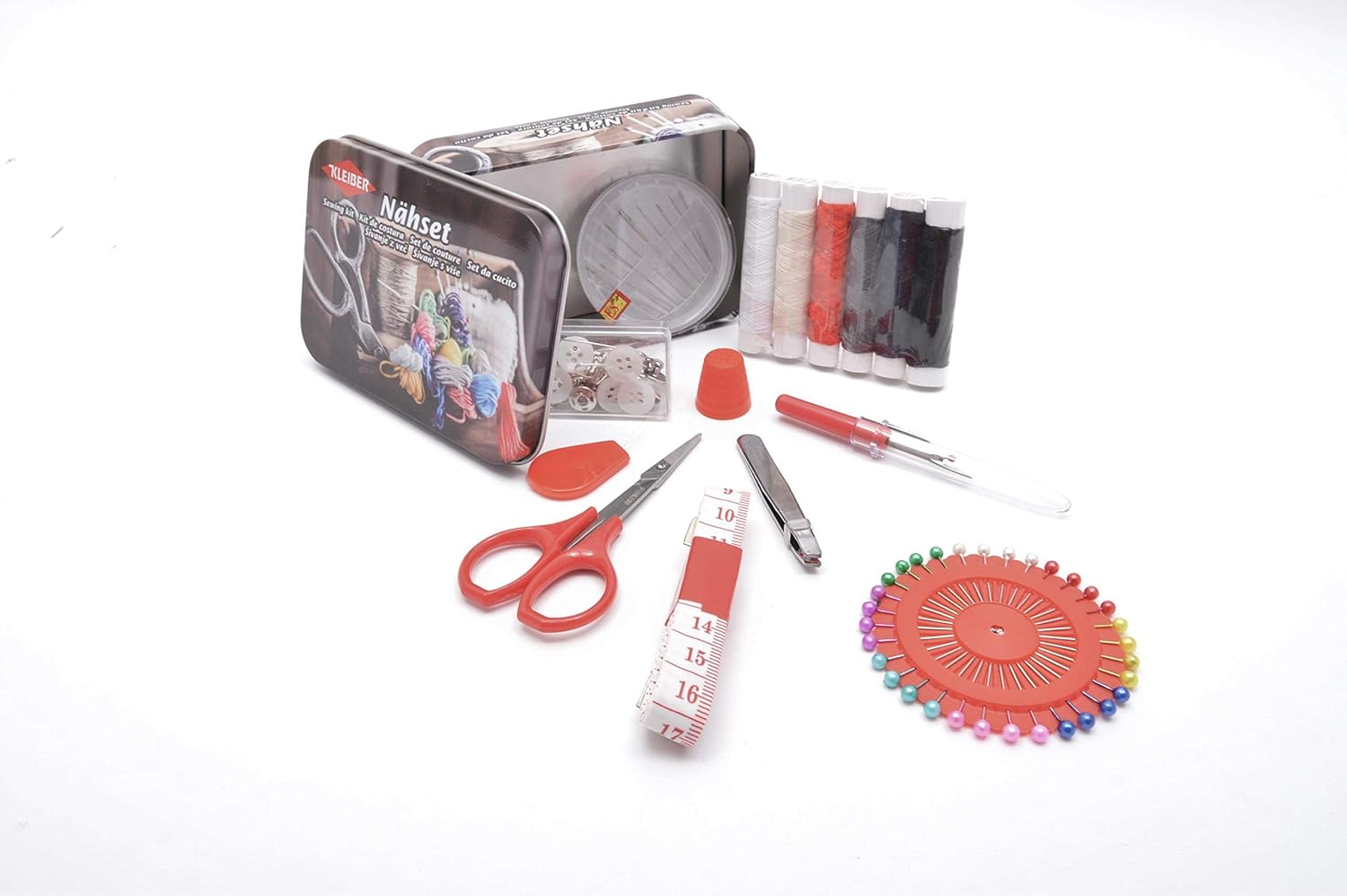 Kleiber Sewing kit 70pc tin-Scissor Print, 11 x 8 x 3 cm