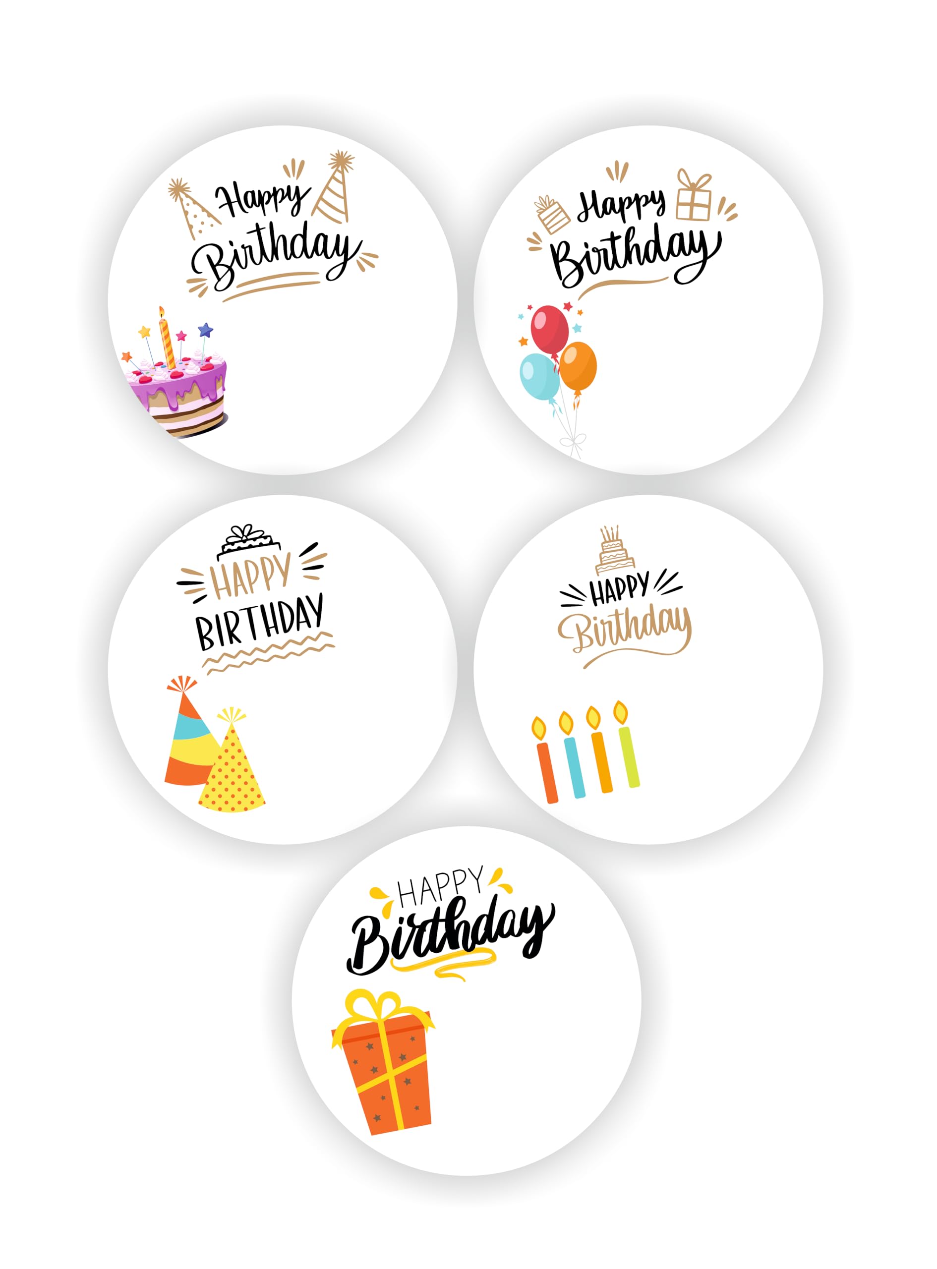 (Happy Birthday) Gift Tags Name Tags Stickers, Wishes Note Stickers, 80 Pieces, 2inches, Round, 5 Unique Designs, Made of Sticker Paper, Stickers Party Favors Envelope Packages Seals-image-10