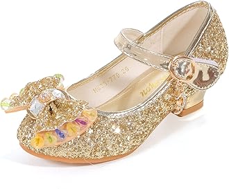 Girls Dress Shoes Adorable Sparkle Mary Jane Flats for Wedding Party