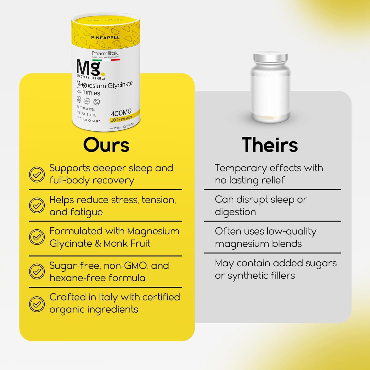 Magnesium Glycinate Gummies 400mg - Sleep Gummies for Kids & Adults - Magnesium Glycinate Chewable High Absorption for Muscle Recovery, Better Sleep & Relaxation, 60 Count, Pineapple - Image 6