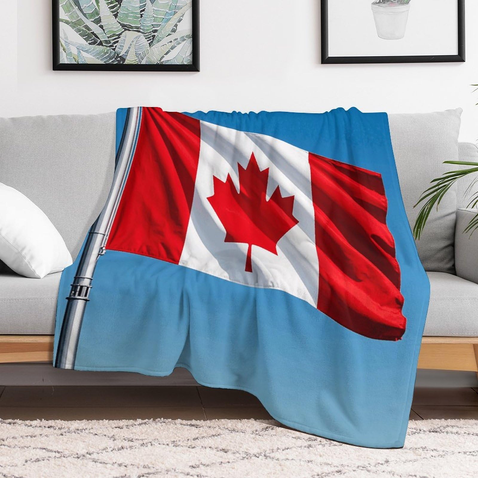 Custom Retro Canada Flag Blanket Lightweight Flannel Fleece Throw for Couch Sofa Bed Luxury Soft Cozy Plush Lap Bedtime Blanket for All Seasons Bedroom Home Decor Gifts 40x50