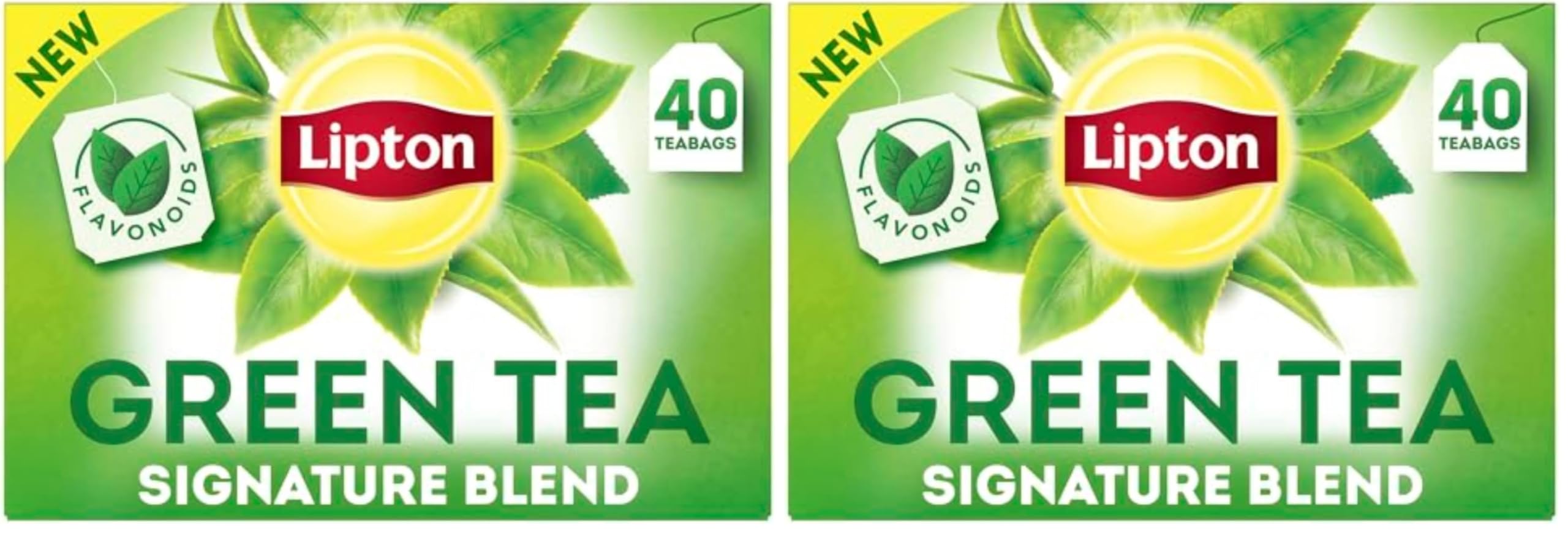 Green Tea Bags, 40 Count, Pack of 2 | Unsweetened | Contains Caffeine | With Flavonoids
