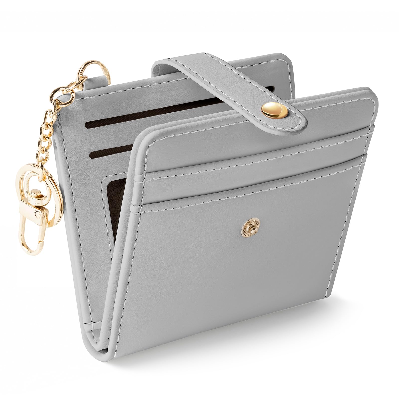 Jogjam Grey Rfid Ladies Wallet, Small Slim Thin Compact Credit Card Women Wallet, PU Leather Bifold Cash Zipper Coin Pocket ID Window for Female