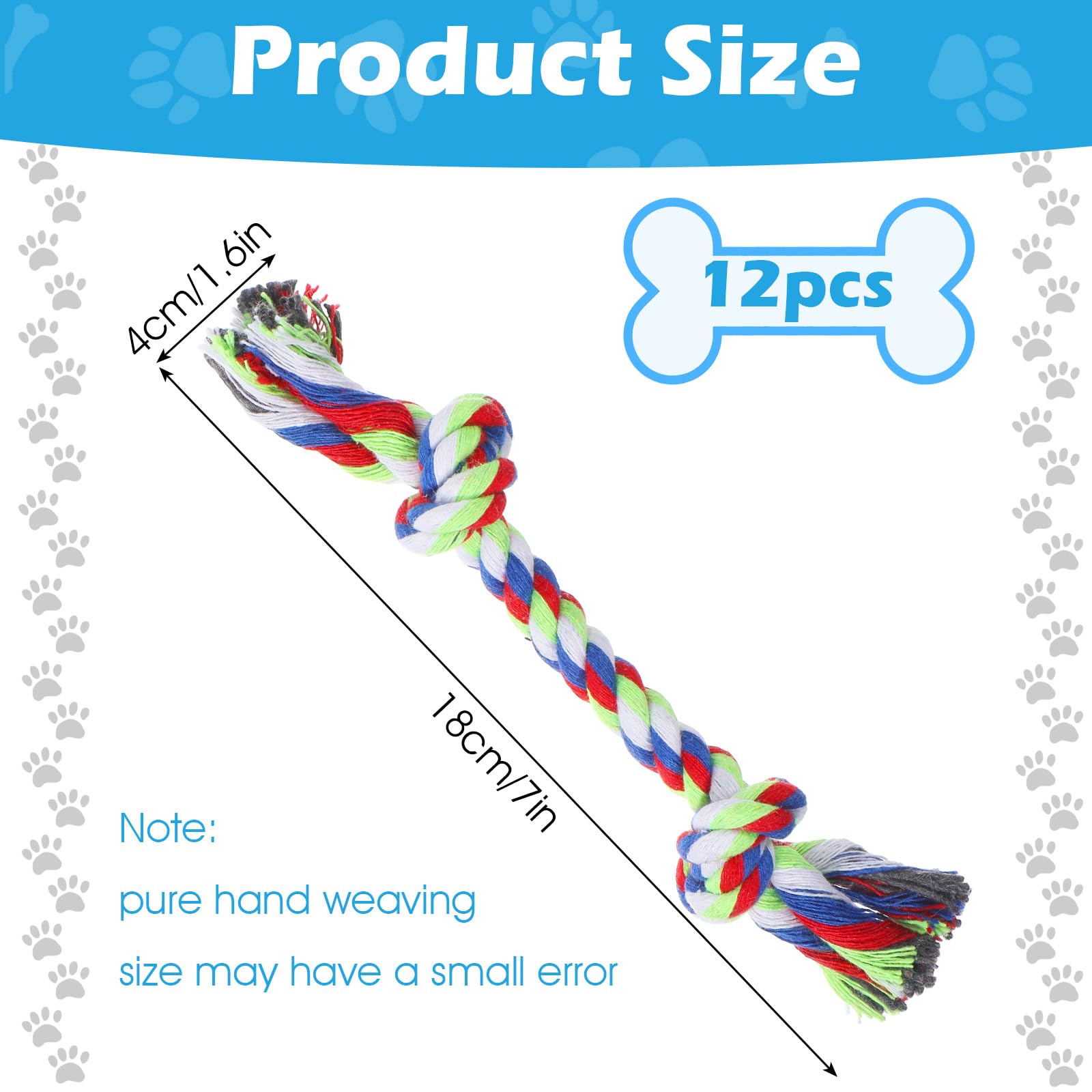 CIATBYYJ 12Pcs Dog Rope Toys, Durable Puppy Cotton Rope Toy, Colorful Dogs Ropes Toys for Small Teething Dogs Aggressive Chewers Puppy