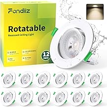 Fondiiz 5W Spot LED Encastrable Extra Plat, Spot LED Orientable 480LM Blanc Neutre 4000K, Spots IP44 Étanche pour Salle de Bain, Spots de Plafond Rond Blanc Trou Ø70-80mm, Non Dimmable, Lot de 12