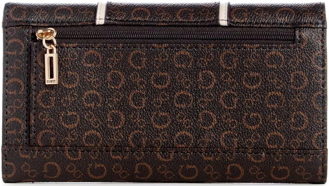 GUESS Women's Zadora Brown Trifold Wallet Clutch Bag