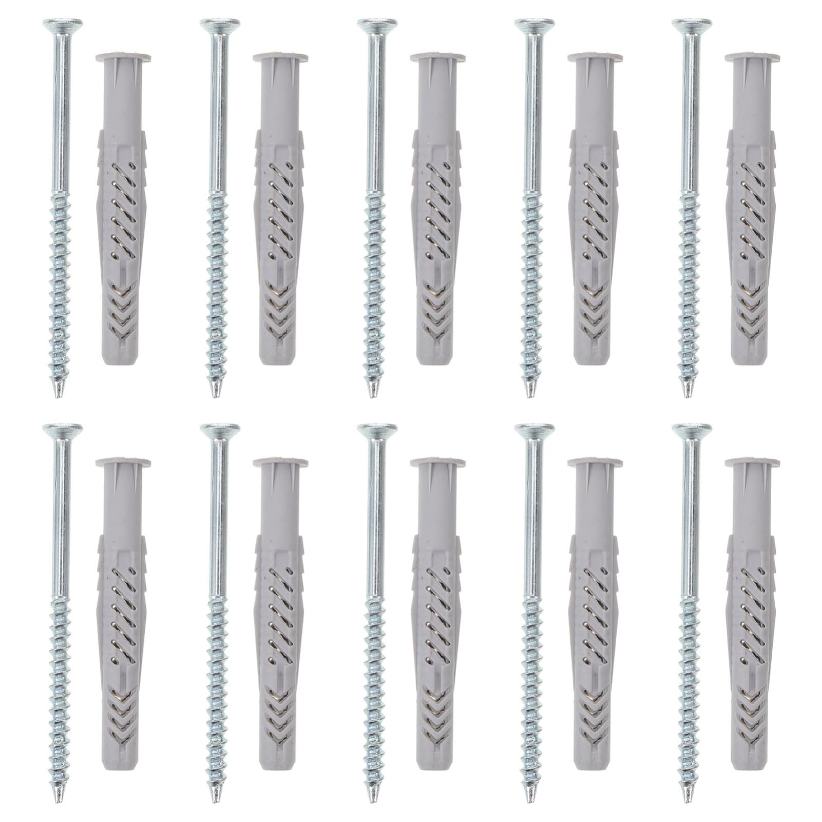 Mikikit Nylon Plastic Tube Wall Plugs and Screws Set 10 Pcs Self-Tapping Screws for Drywall Picture Hangers