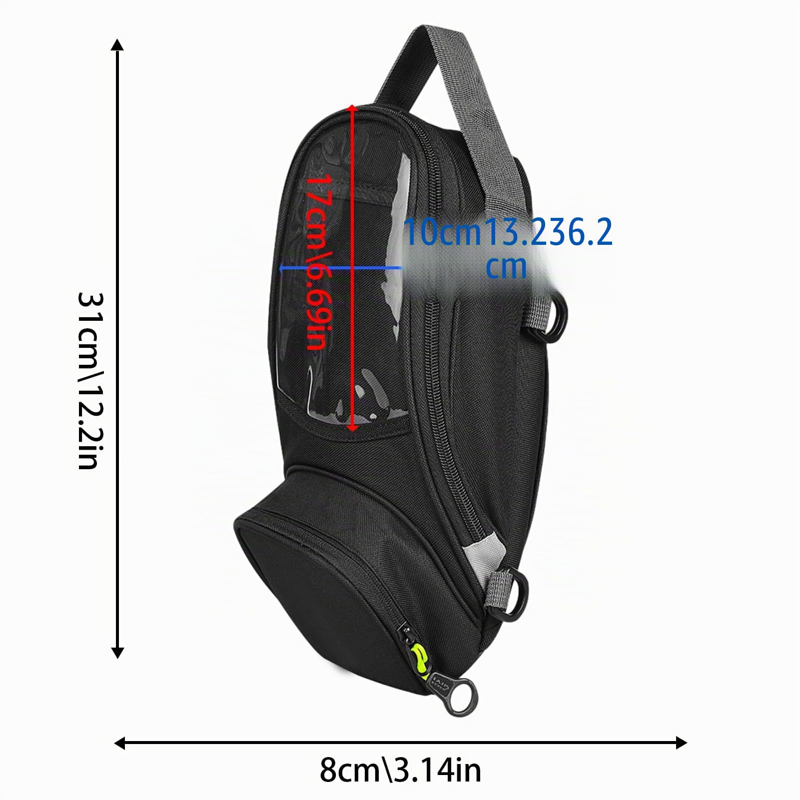 Borsa Magnetica per Serbatoio Moto, Antiscivolo, Nera, Resistente, Adatta per la Maggior Parte delle Moto, Design Touch Screen