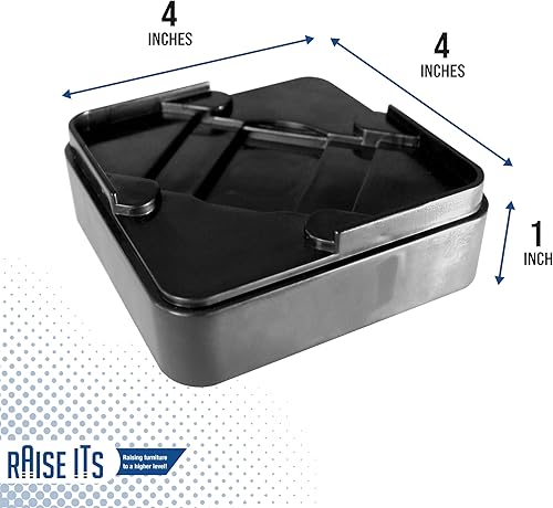 Miniatura 3 de Raise ITS Furniture Risers - Elevador de cama, color negro, 1 x 4 x 4 pulgadas (8 unidades)