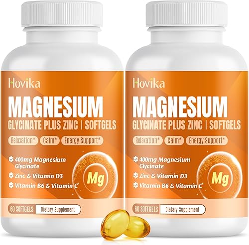Suplemento de glicinato de magnesio, glicinato de magnesio de 400 mg con zinc, vitamina B6, C, D3, magnesio puro para dormir, calma, músculos y