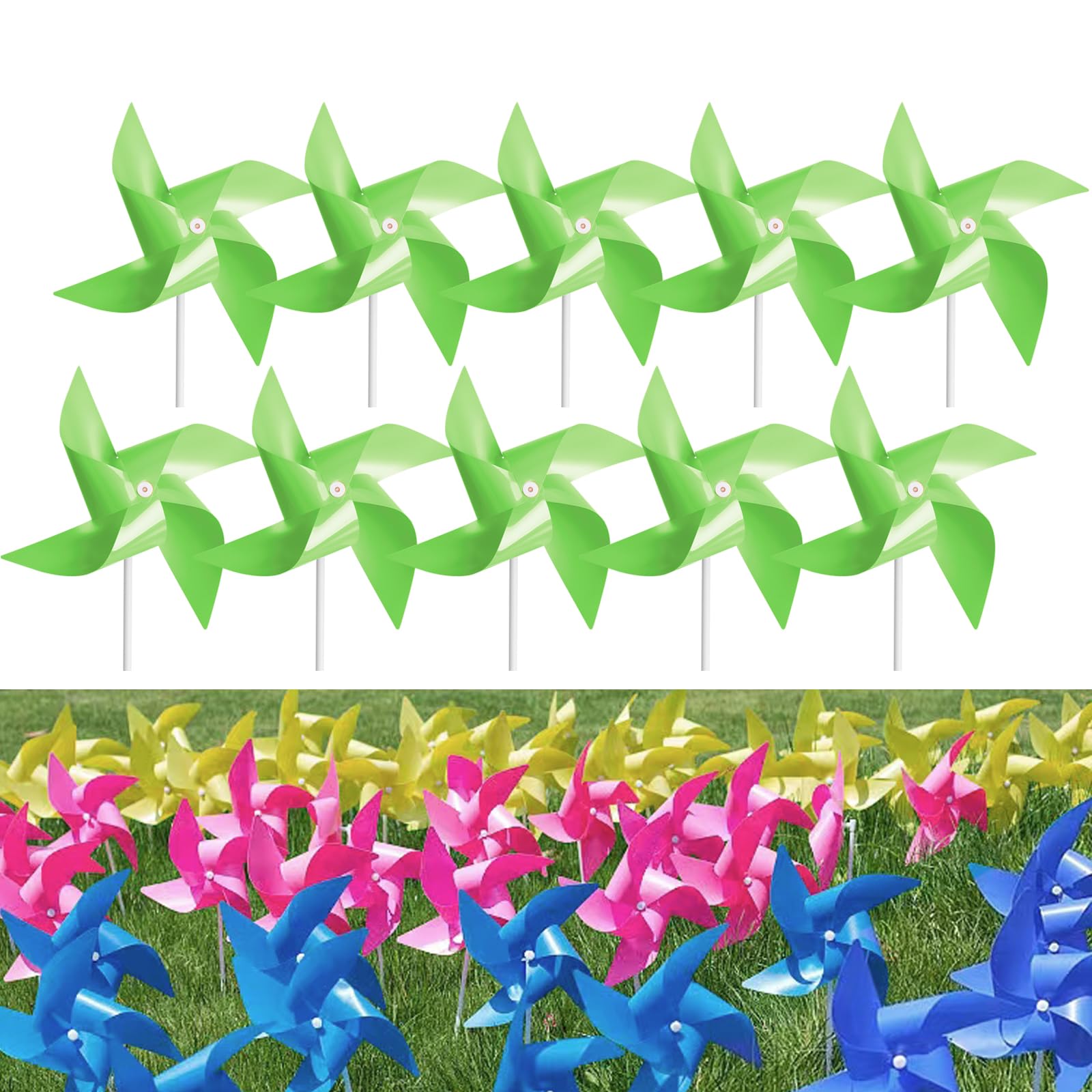 Lot De 20 Moulins à Vent Colorés – Décor De Jardin Ou Jouet Extérieur, 30 Cm, Plastique Résistant