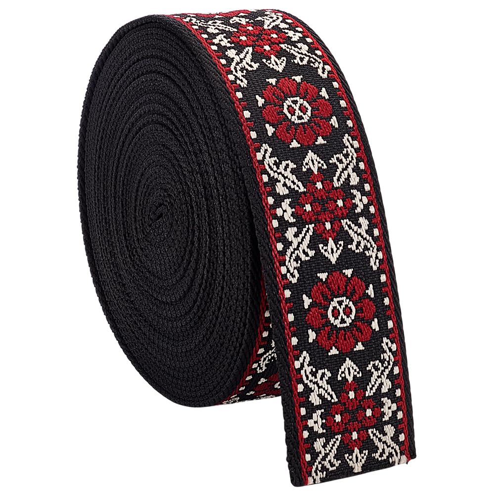 Ruban brodé de qualité supérieure avec motifs floraux géométriques