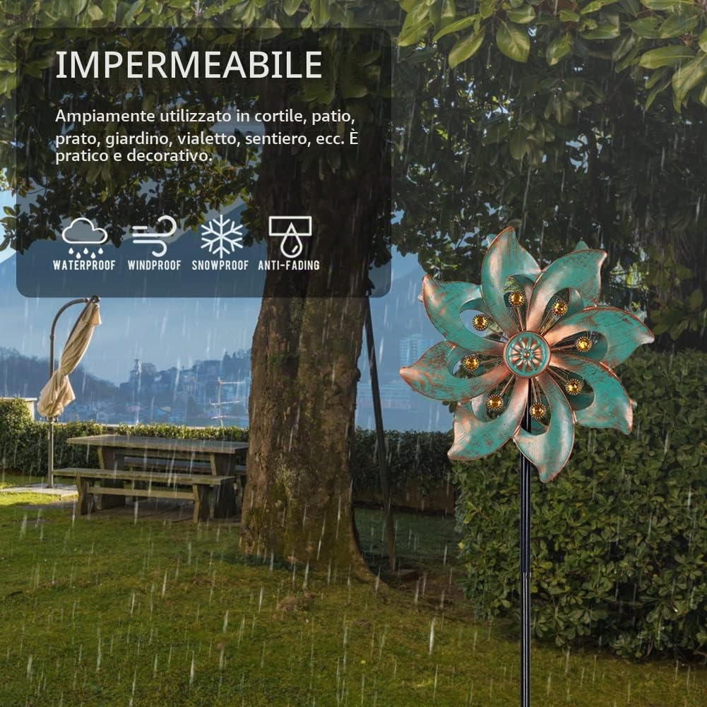 VEWOGARDEN Girandole a vento decorative da giardino, piccole girandole impermeabili in metallo per cortile e giardino, 94 x 25,4 cm (doppia lama)