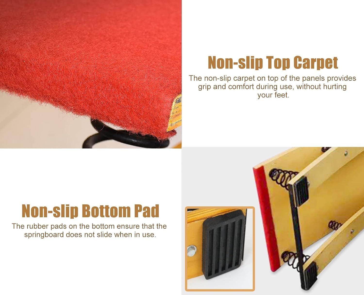 Springboard Gymnastics for Kids - Junior Vault Training Board with Non-Slip Pad, Perfect for School, Home, and Playroom - Teen Little Girl Gymnast Equipment (Red 4 Steel Springs)