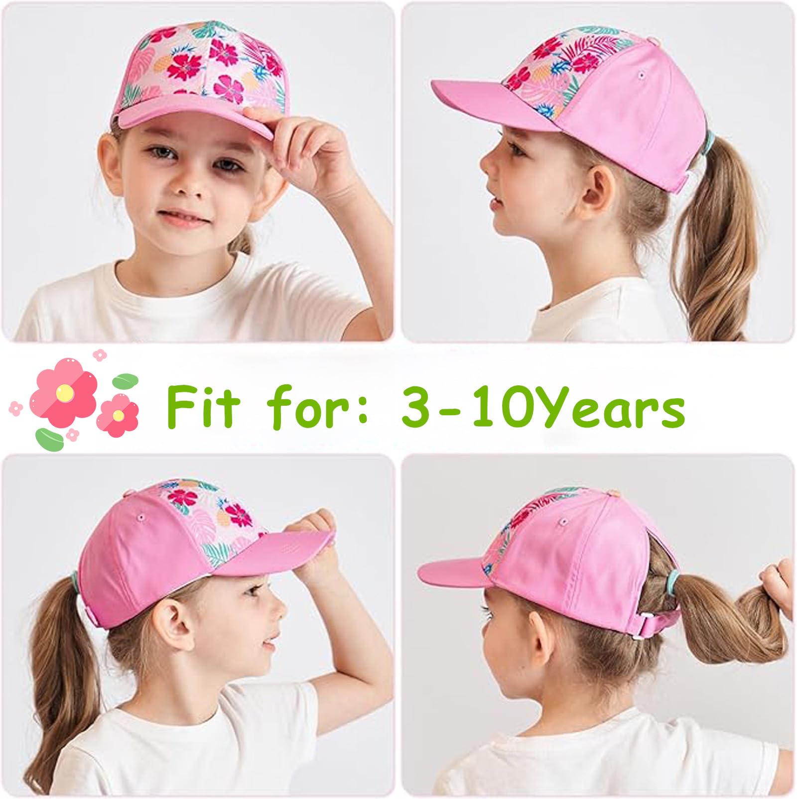 Cappello da baseball unisex per bambini, per il tempo libero, per ragazze, protezione solare, regolabile, estivo, cappello da sole per le ragazze, 3-10 anni