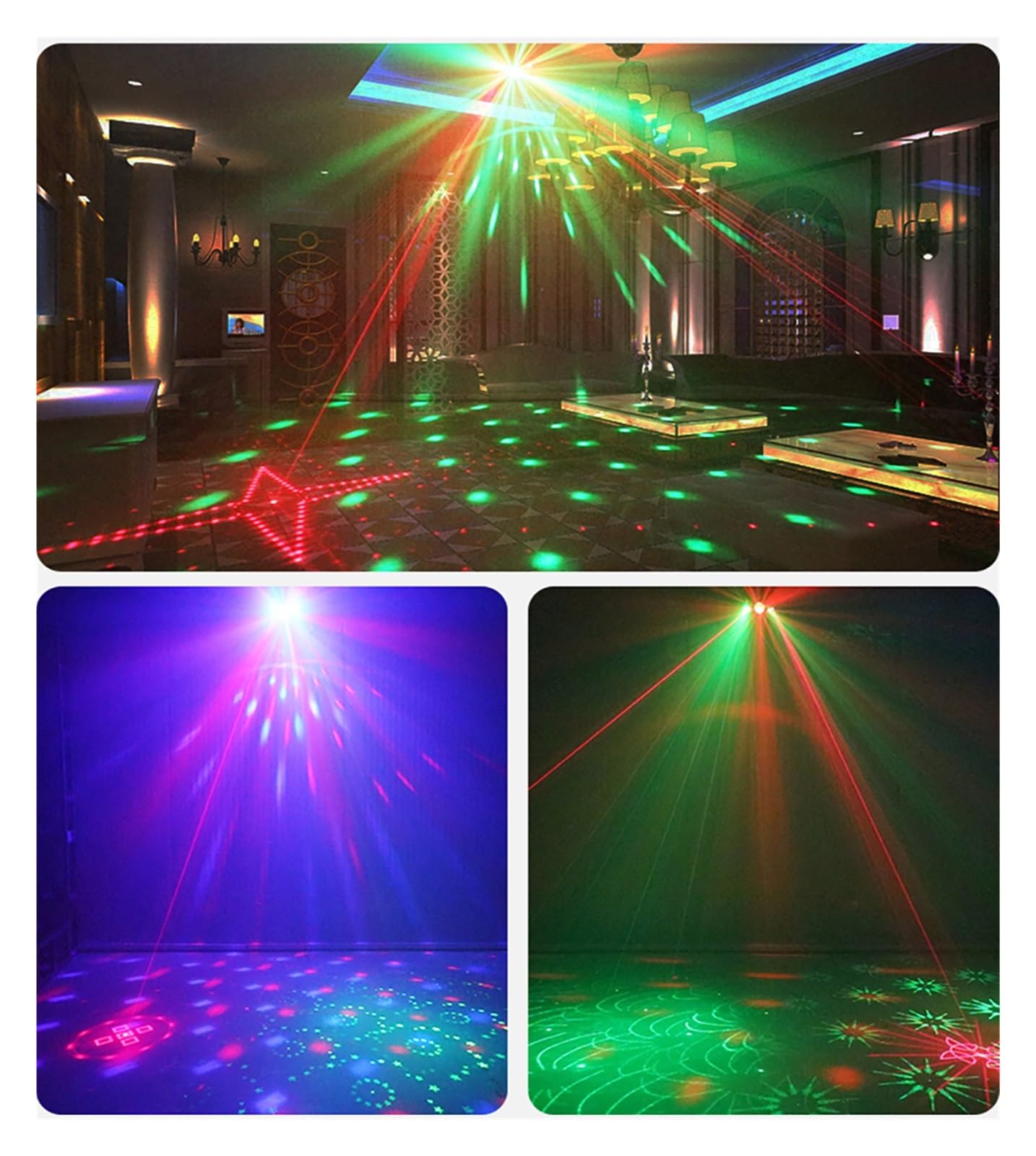 DJ Disco Party podwójne czerwone zielone wzory projektor świetlny LED magiczna kula stroboskop RGBW na świąteczny efekt weselny Na imprezy i do klubów