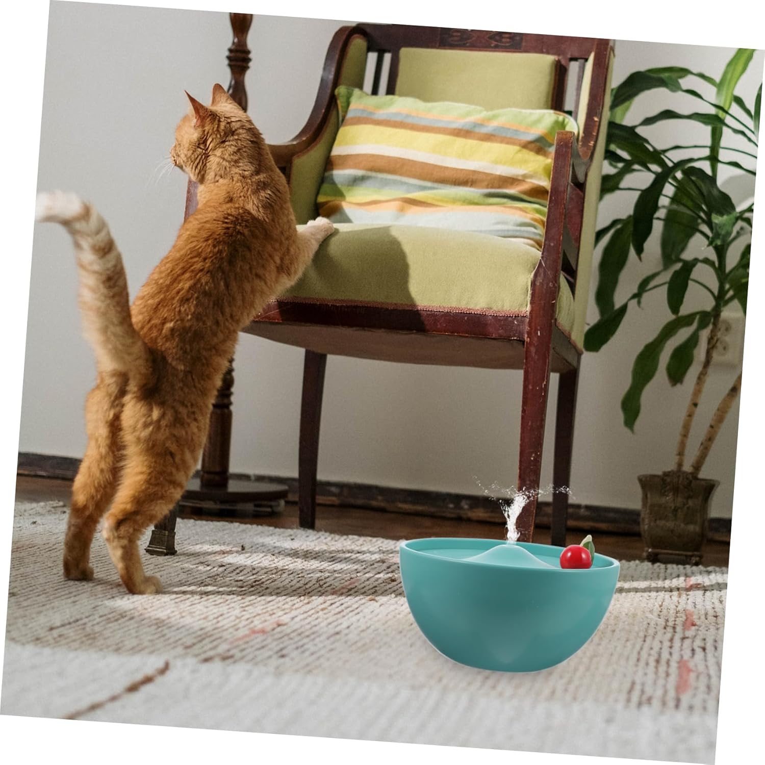 USB Cherry Ceramic Cat Water Fountain Automatic Circulating PET Water Dispenser for Indoor Use