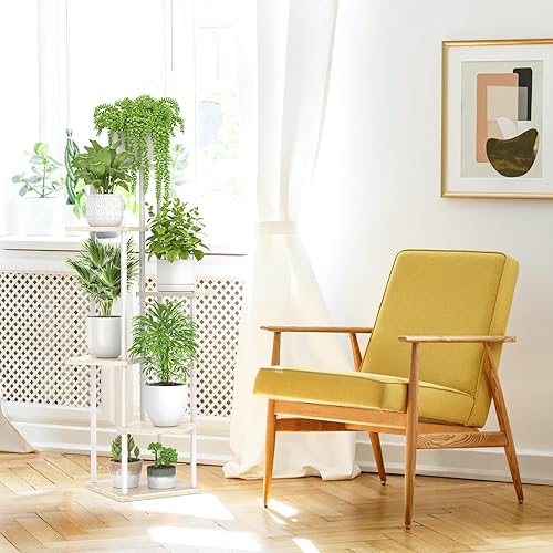 Miniatura 4 de Soporte para plantas de 6 niveles alto para interiores, estante vertical de madera de metal grande para múltiples niveles, soporte para orquídeas