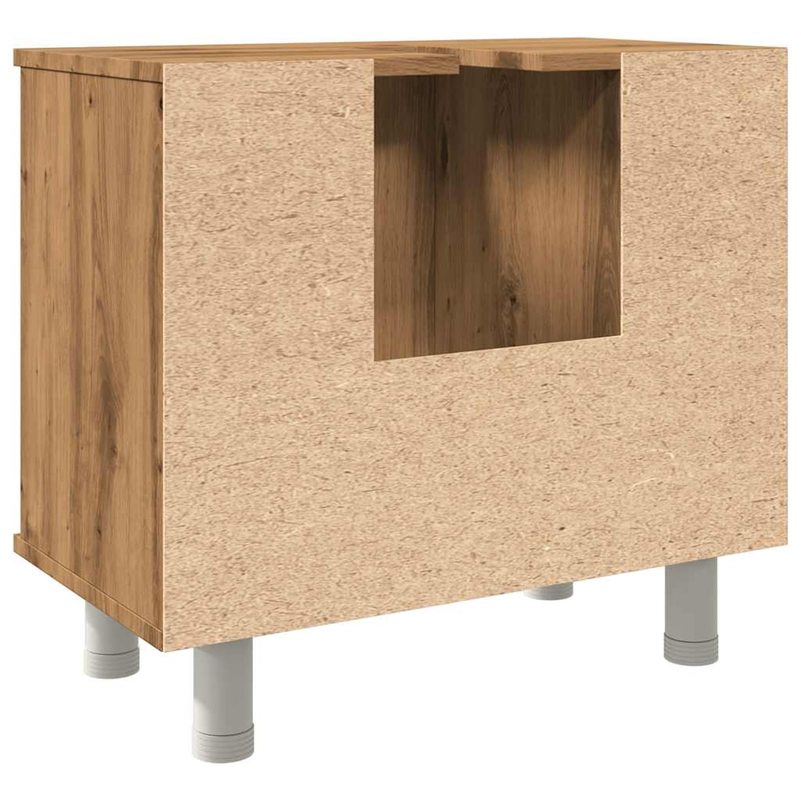 ATOMSTACK MAKER Mueble de baño Artisan, roble 60 x 32 x 53,5 cm, con 7 compartimentos y puerta, resistente a la humedad, armario de madera para un almacenamiento ordenado del baño, incluye soporte de