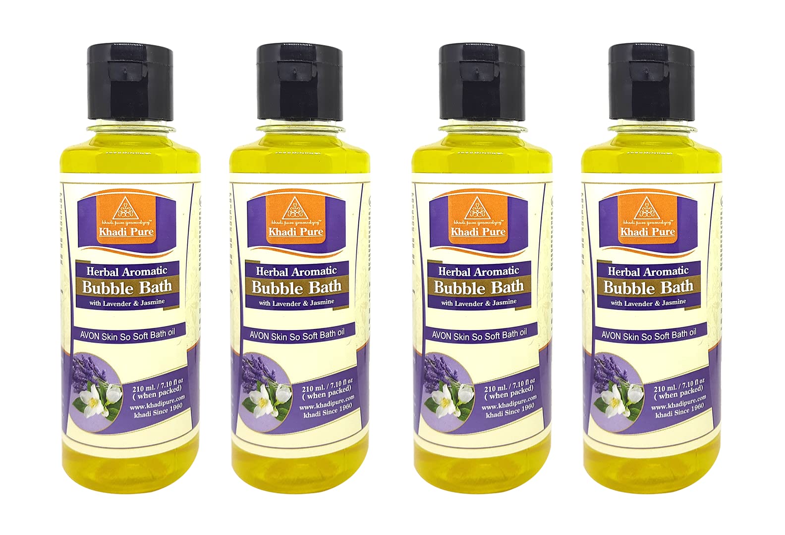 Khadi Pure Herbal Aromatic Bubble Bath with Lavender & Jasmine, 210 ml (Pack of 4), Yellow, (KPBUBBLEBATHX4)-picture-30