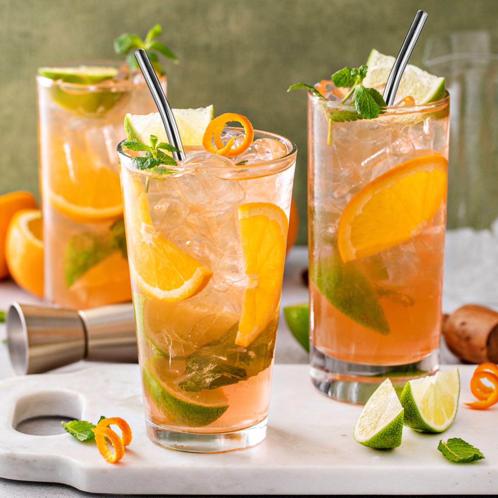 Lot De 10 Pailles En Acier Inoxydable Réutilisables Et Nettoyants Pour Milkshakes, Jus, Lait (4 Cuillères à Paille 2 Pailles Droites 2 Pliées 2 Brosses Réutilisables