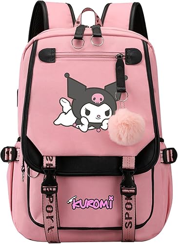 Miniatura 1 de UMocan Kuromi - Bolsa de libros con puerto de carga USB, para estudiantes, casual, para computadora portátil, diseño de anime, mochila de viaje,